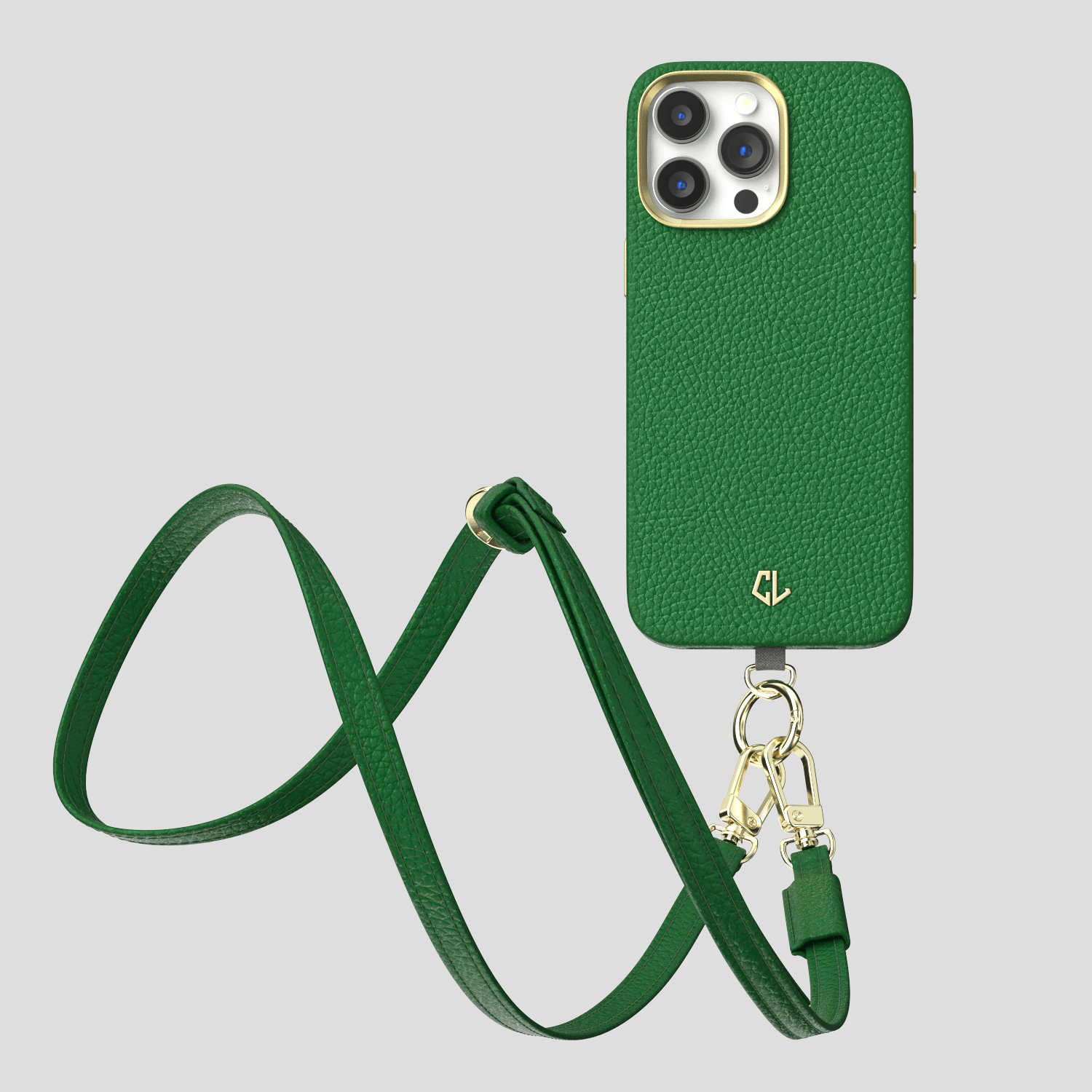 Meilleure coque cordon luxe pour iPhone 15, 15 Pro, 15 Pro Max, 15 Pro Plus - Vert