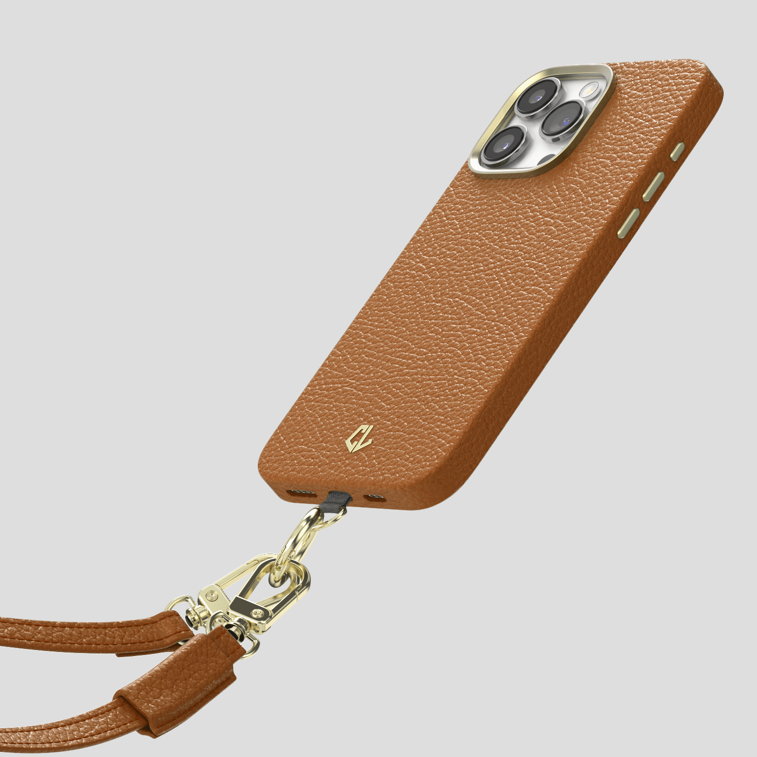 Meilleure coque bandoulière luxe pour iPhone 15, 15 Pro, 15 Pro Max, 15 Pro Plus - Marron