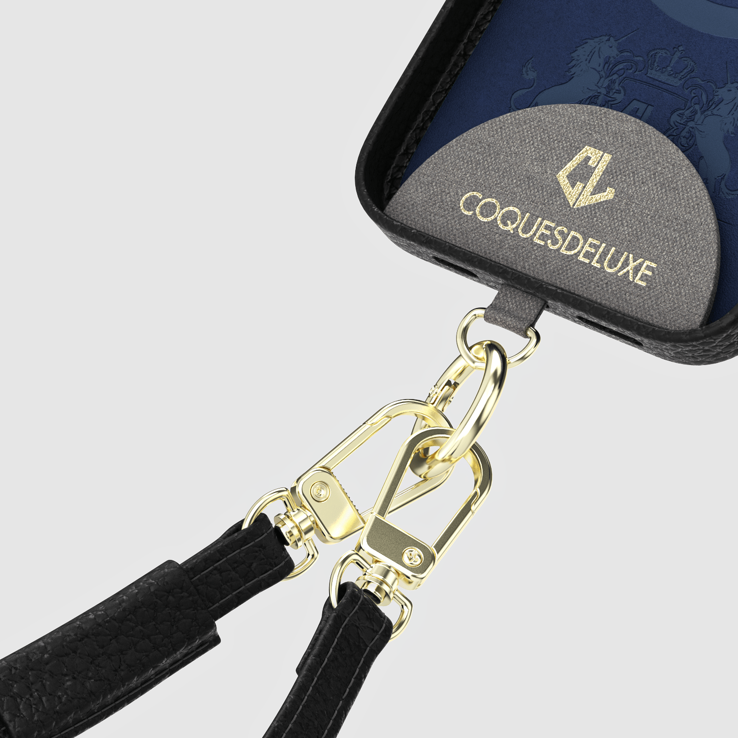 Meilleure coque avec Cordon en cuir pour iPhone 15, 15 Pro, 15 Pro Max, 15 Pro Plus - Noir