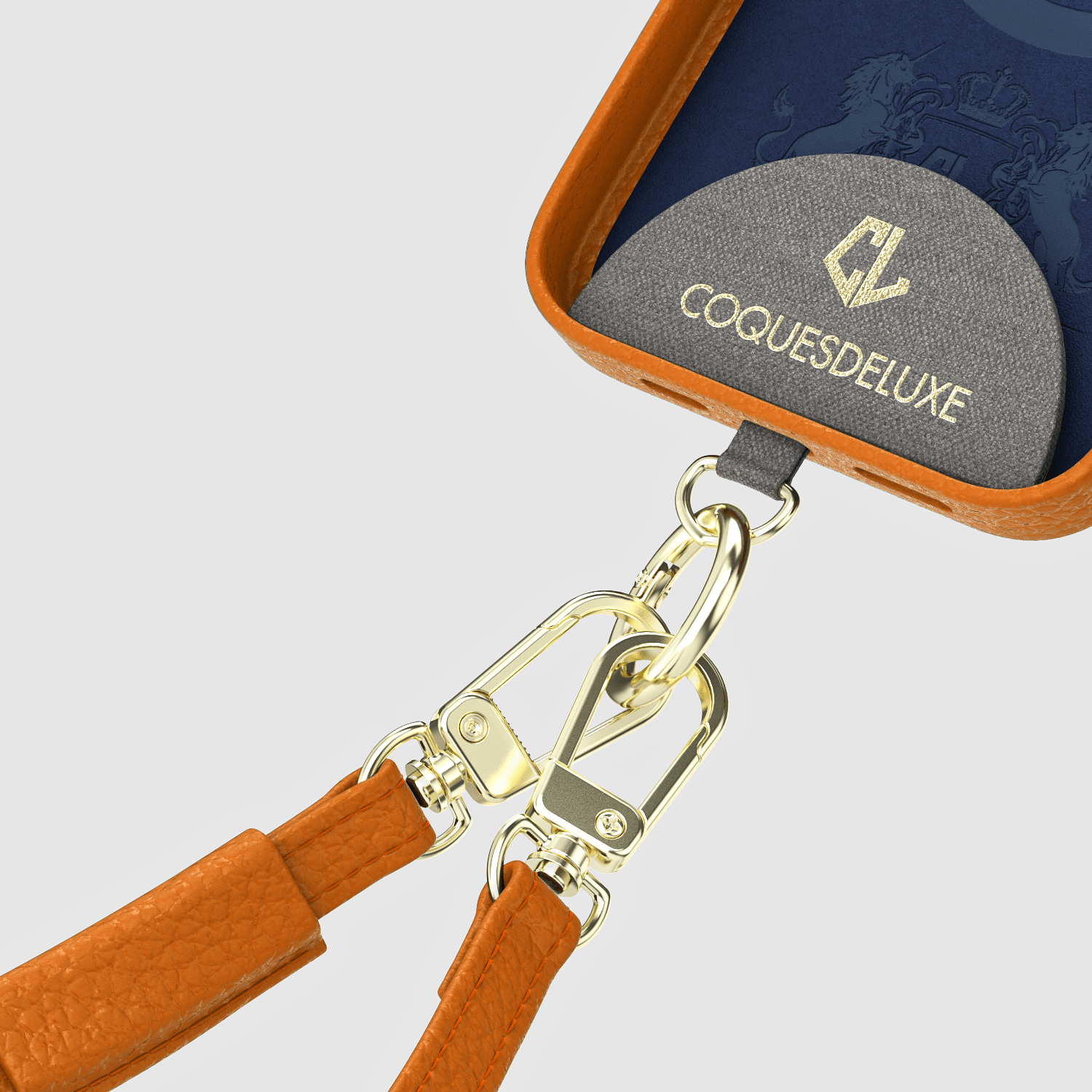 Meilleure coque avec Cordon en cuir pour iPhone 15, 15 Pro, 15 Pro Max, 15 Pro Plus - Orange