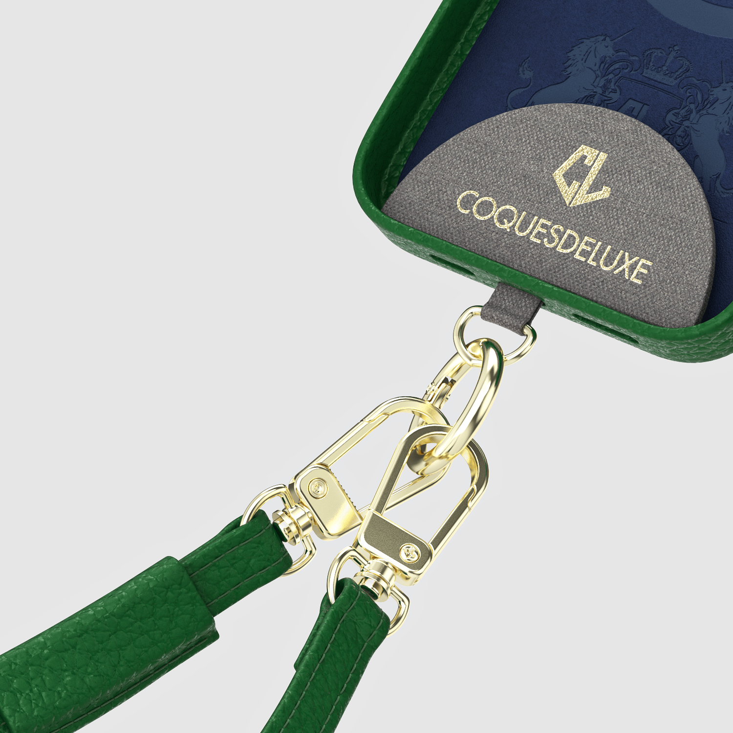 Meilleure coque avec Cordon en cuir pour iPhone 15, 15 Pro, 15 Pro Max, 15 Pro Plus - Vert
