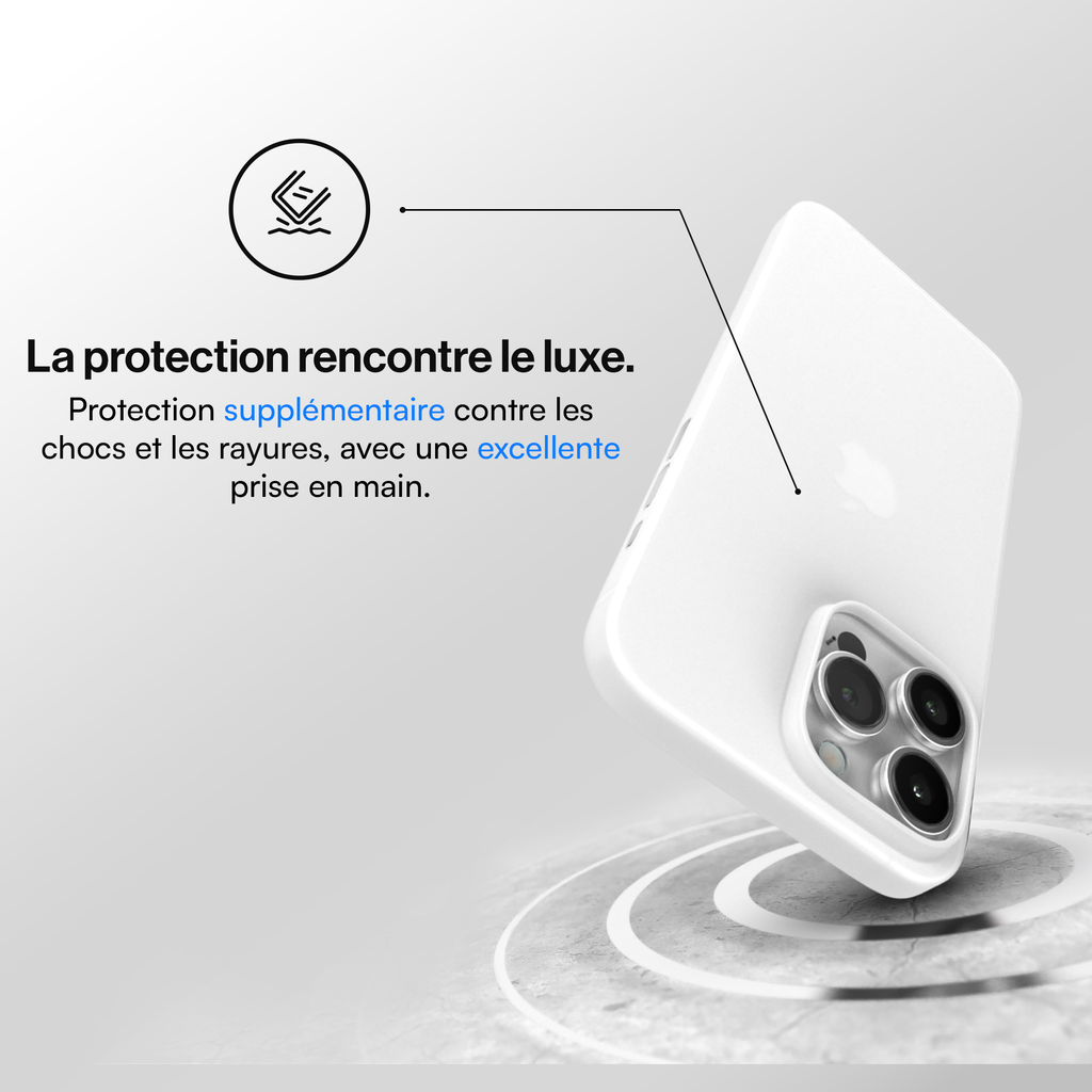 Coque de protection ultra fine pour iPhone 15, 15 Pro, 15 Pro Max, 15 Plus - Blanc Givré