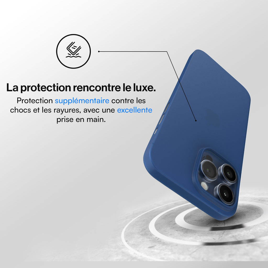 Coque de protection ultra fine pour iPhone 15, 15 Pro, 15 Pro Max, 15 Plus - Bleu Marine