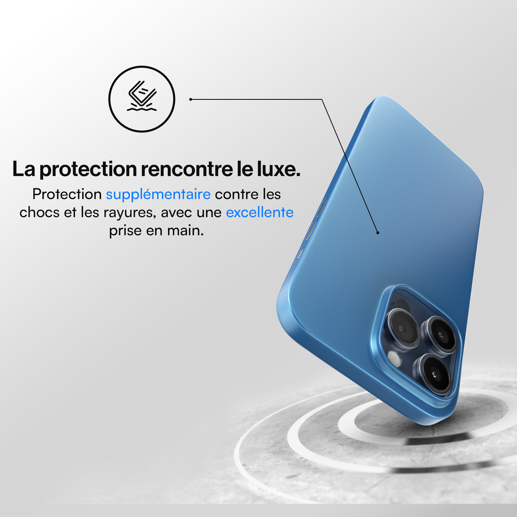 Coque de protection Ultra Fine pour iPhone 15, 15 Pro, 15 Pro Max, 15 Plus - Bleu Titane