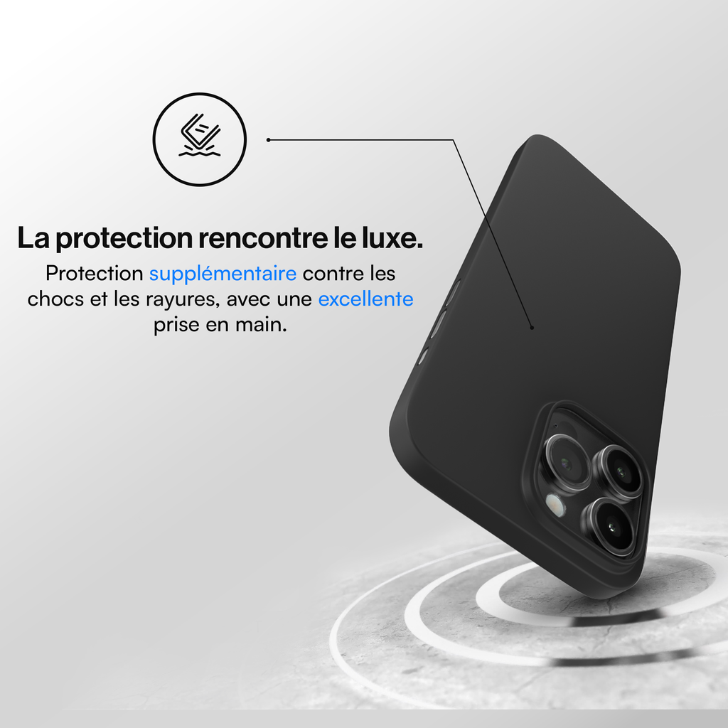 Coque de protection ultra fine pour iPhone 15, 15 Pro, 15 Pro Max, 15 Plus - Noir Intense