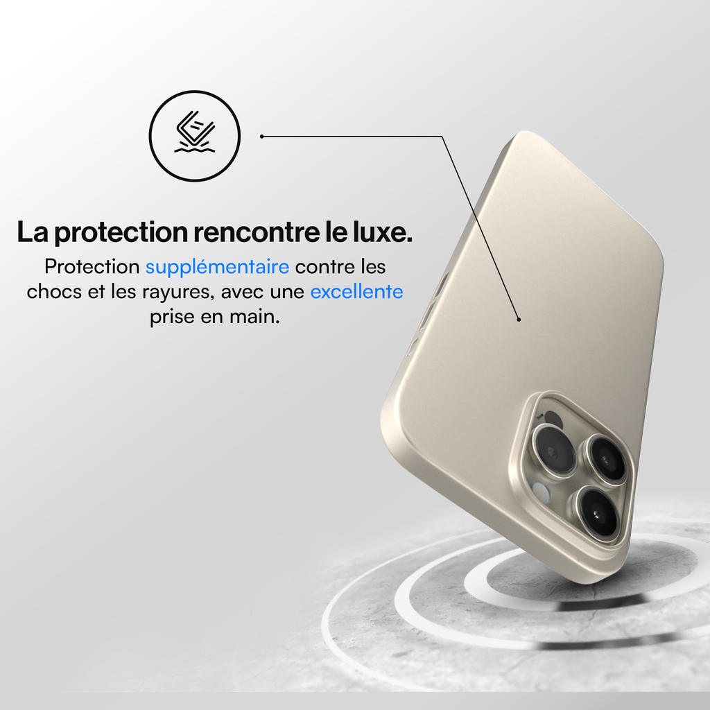 Coque de protection Ultra Fine pour iPhone 15, 15 Pro, 15 Pro Max, 15 Plus - Coque Slim - Titane naturel