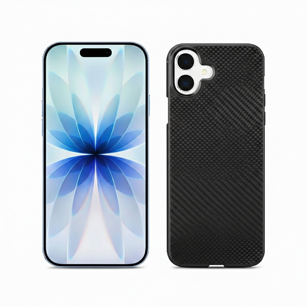 Coque arrière magnétique en fibre de carbone pour iPhone, Plaid Dots Coque arrière magnétique en fibre de carbone pour iPhone, Plaid Dots