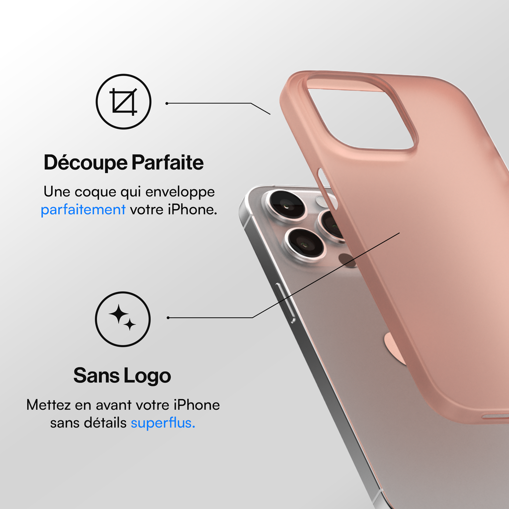Coque la plus fine iPhone 15, 15 Pro, 15 Pro Max, 15 Plus - Rose