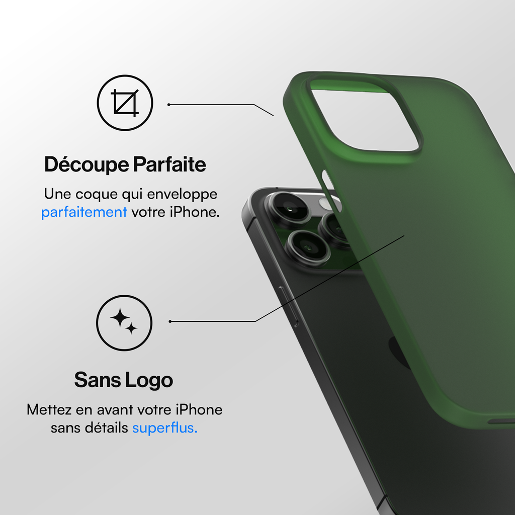  Coque la plus fine pour iPhone 15, 15 Pro, 15 Pro Max, 15 Plus - Vert