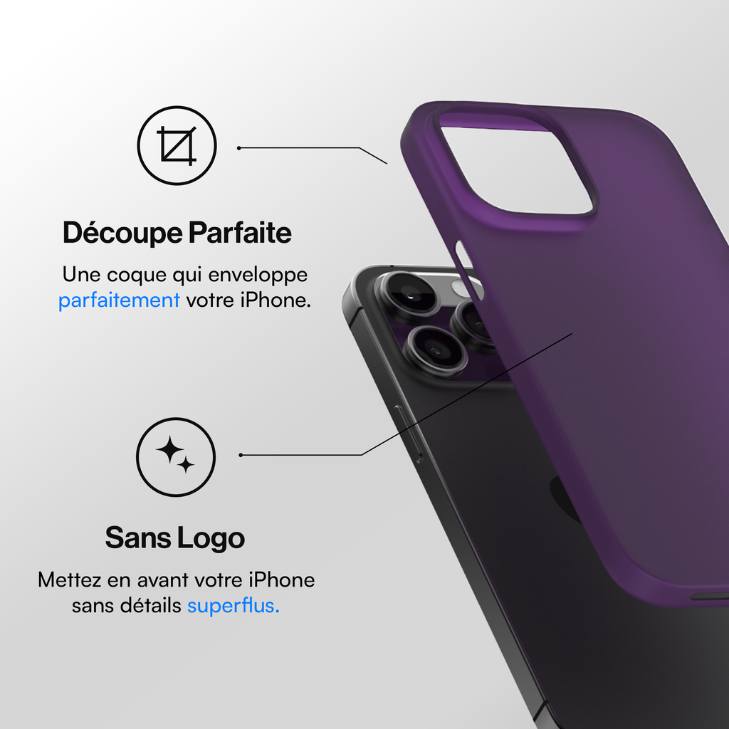 Coque la plus fine pour iPhone 15, 15 Pro, 15 Pro Max, 15 Plus - Violet