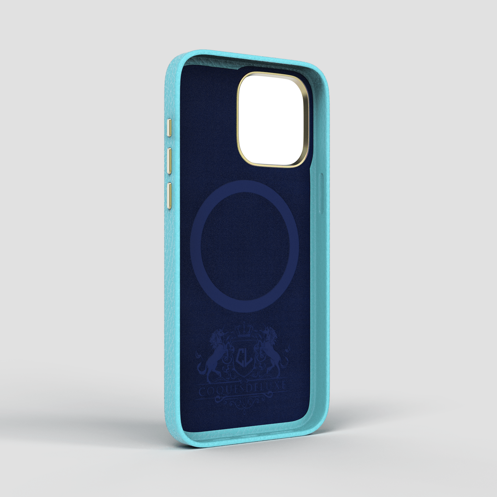 Coque luxe en cuir pour iPhone 13, 13 Mini, 13 Pro, 13 Pro Max - Bleu