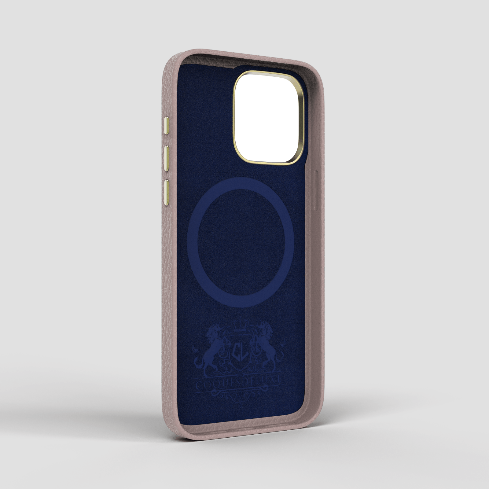 Coque luxe en cuir pour iPhone 13, 13 Mini, 13 Pro, 13 Pro Max - Nude