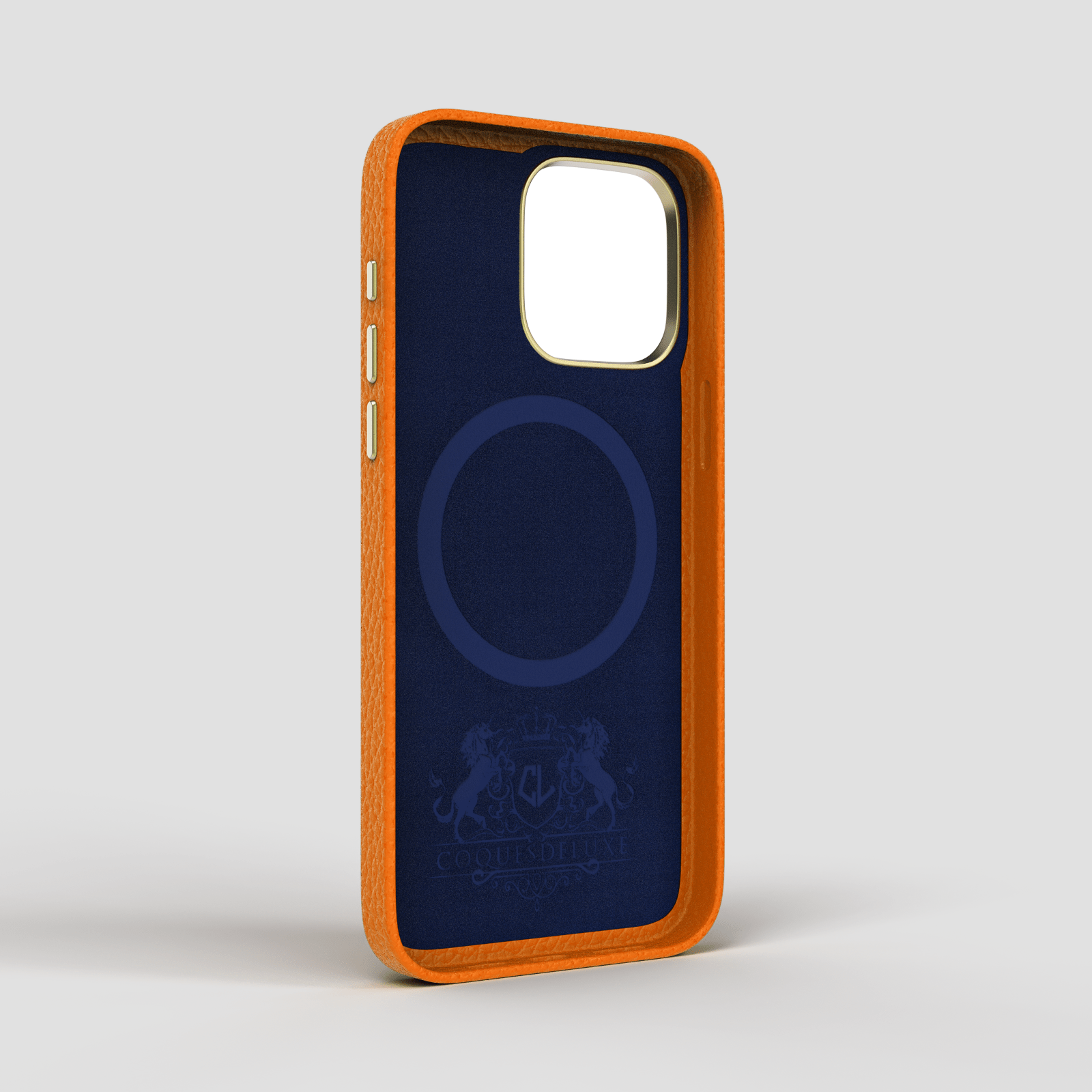 Coque luxe en cuir pour iPhone 13, 13 Mini, 13 Pro, 13 Pro Max - Orange