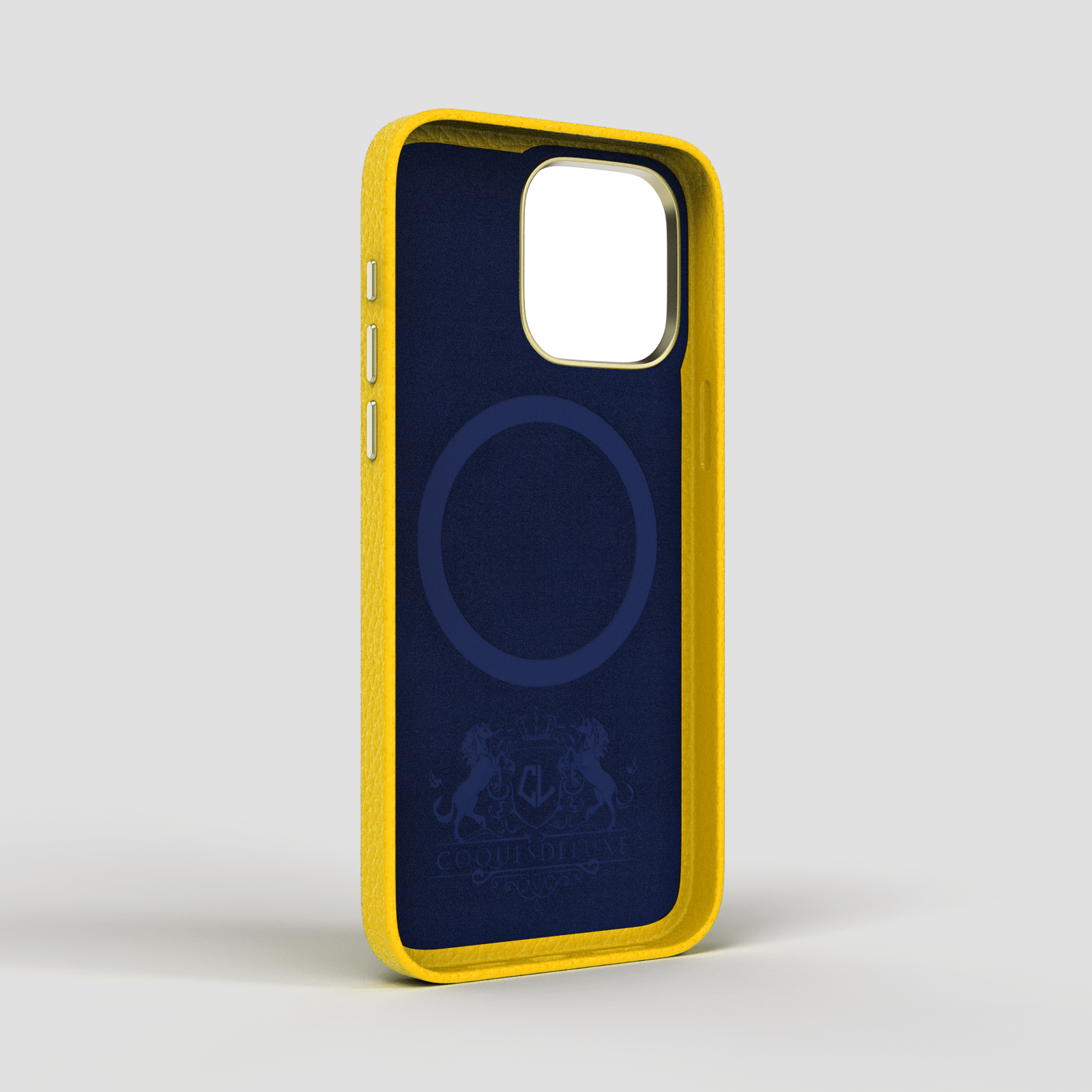 Coque luxe en cuir pour iPhone 13, 13 Mini, 13 Pro, 13 Pro Max - Jaune