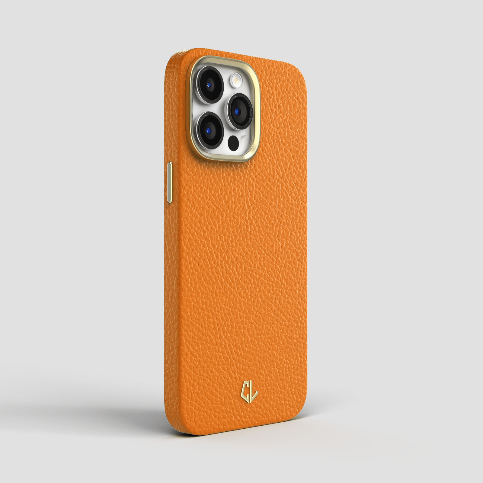 Coque luxe en cuir pour iPhone 14, 14 Plus, 14 Pro, 14 Pro Max - Orange