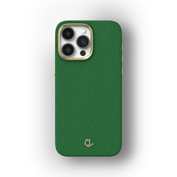 Coque luxe en cuir pour iPhone 14, 14 Plus, 14 Pro, 14 Pro Max - Vert