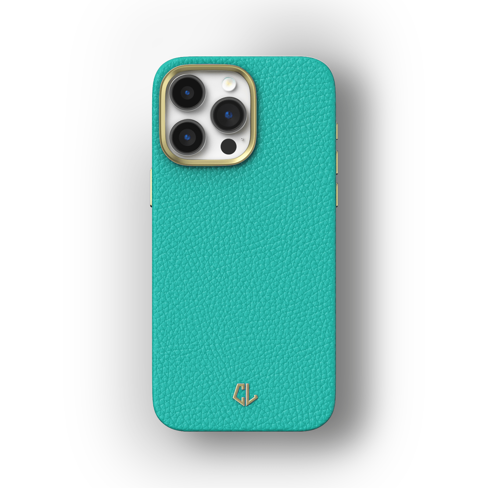 Coque luxe en cuir pour iPhone 15, 15 Plus, 15 Pro, 15 Pro Max - Bleu turquoise