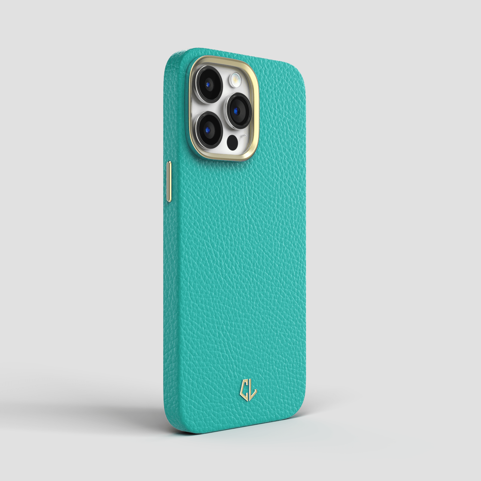 Coque luxe en cuir pour iPhone 15, 15 Plus, 15 Pro, 15 Pro Max - Bleu turquoise