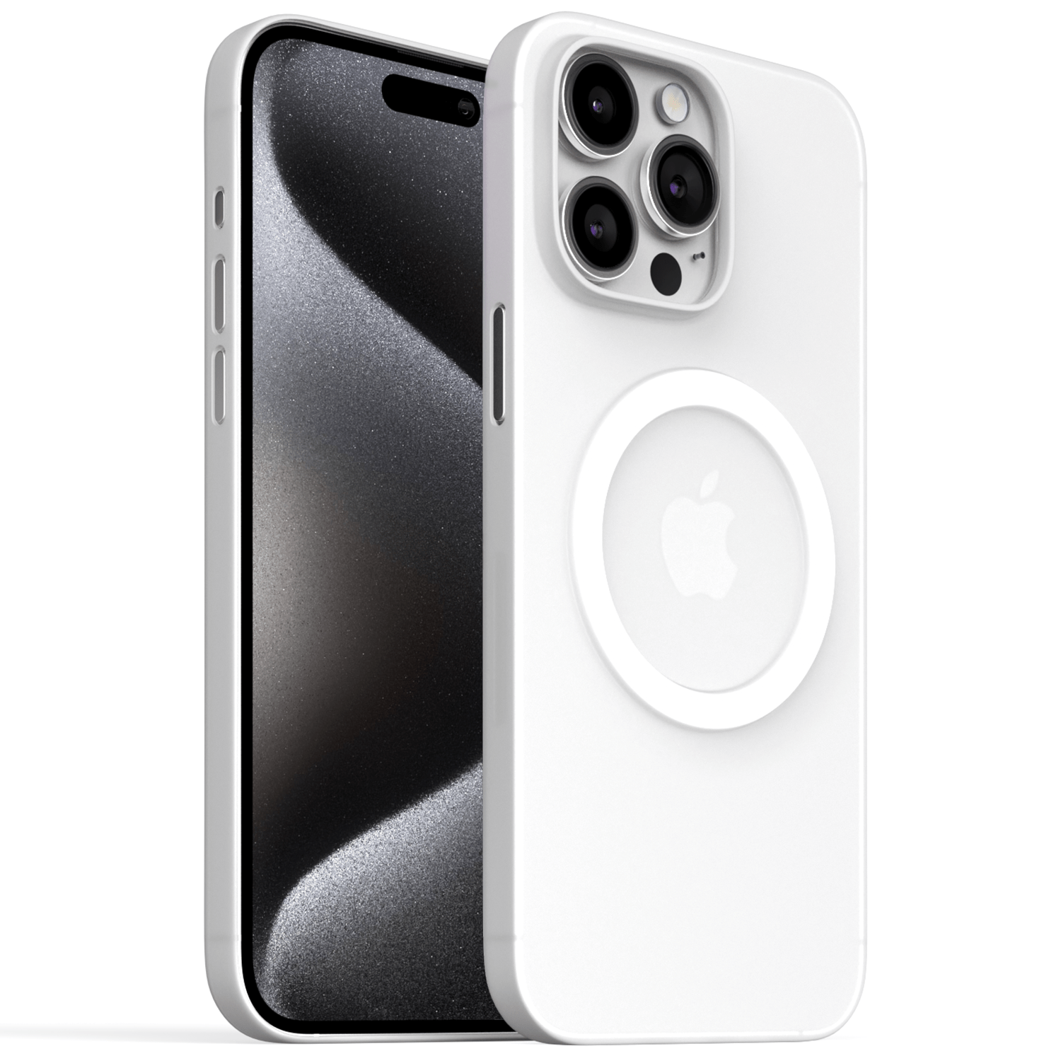 Meilleure Coque Ultra Fine iPhone 15, 15 Pro, 15 Pro Max, 15 Plus - Coque Slim - Blanc givré magsafe