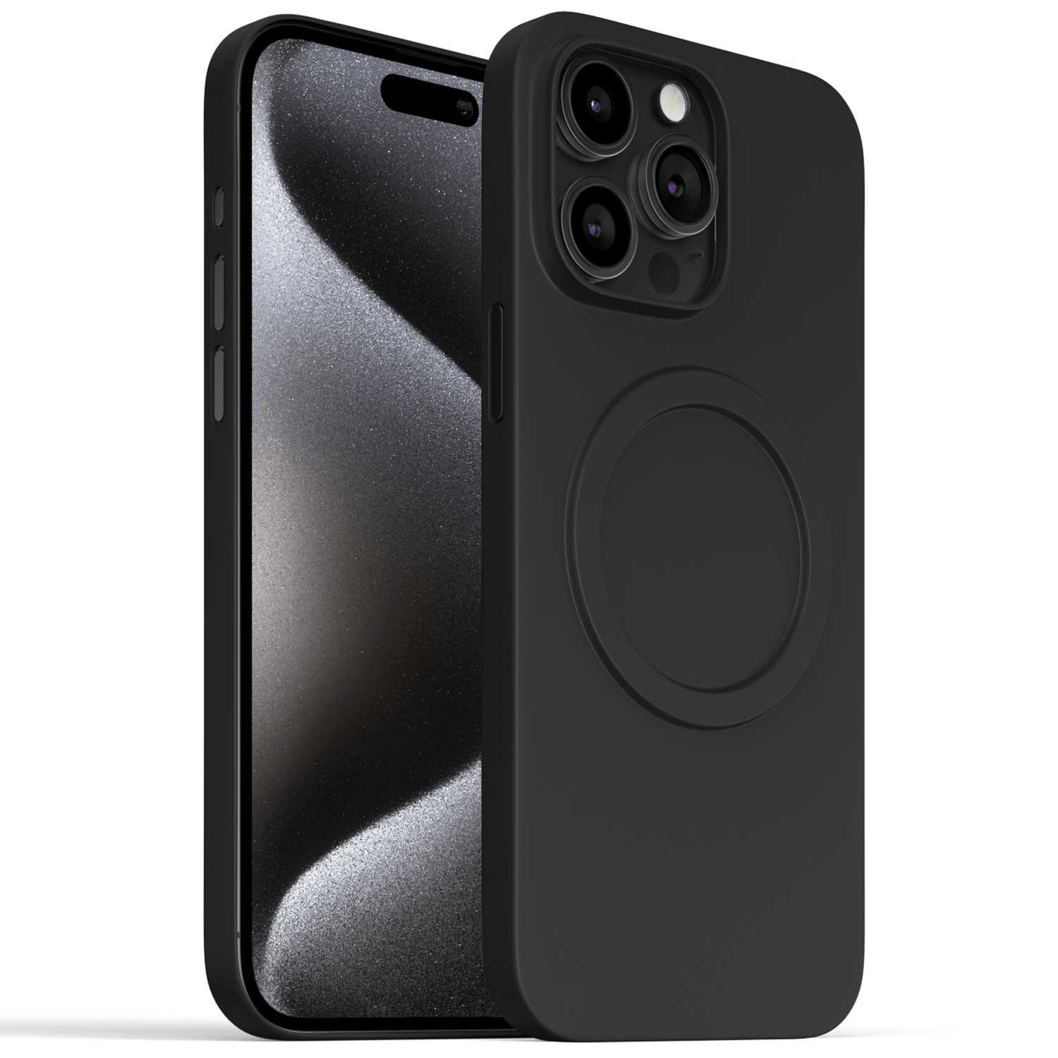 Meilleure Coque Ultra Fine iPhone 15, 15 Pro, 15 Pro Max, 15 Plus - Coque Slim - Noir intense magsafe