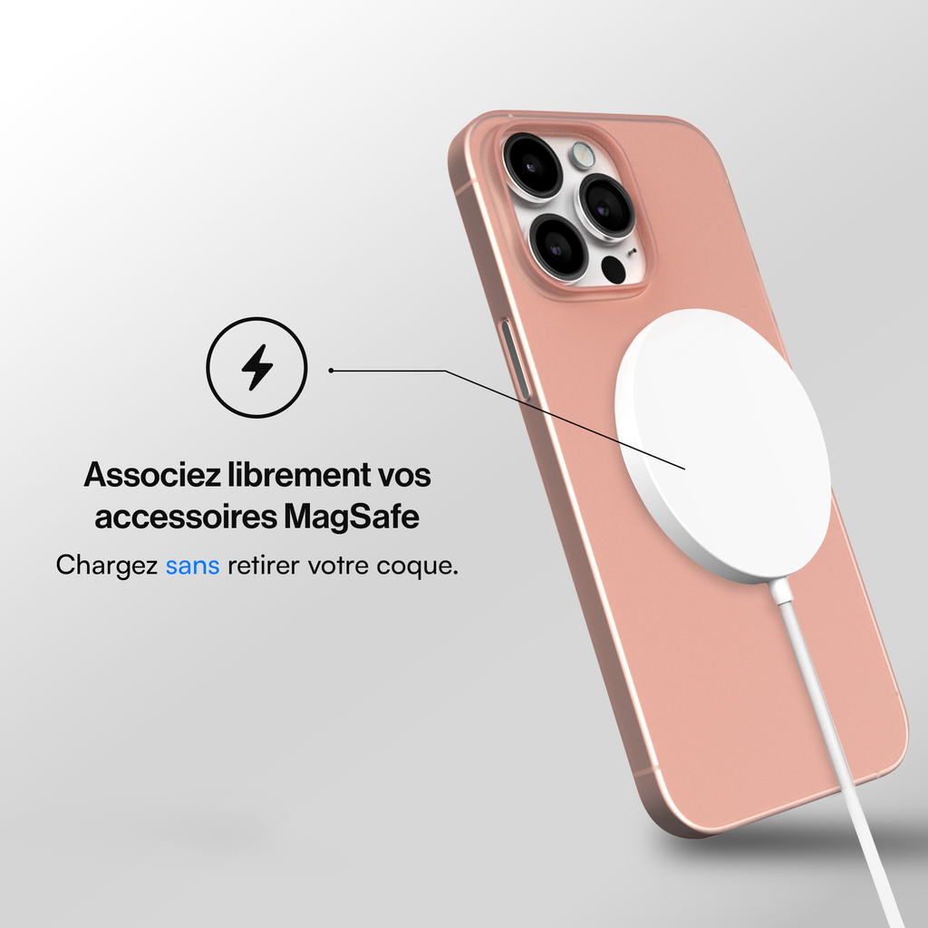 Coque Ultra Fine compatible magsafe iPhone 15, 15 Pro, 15 Pro Max, 15 Plus - Rose