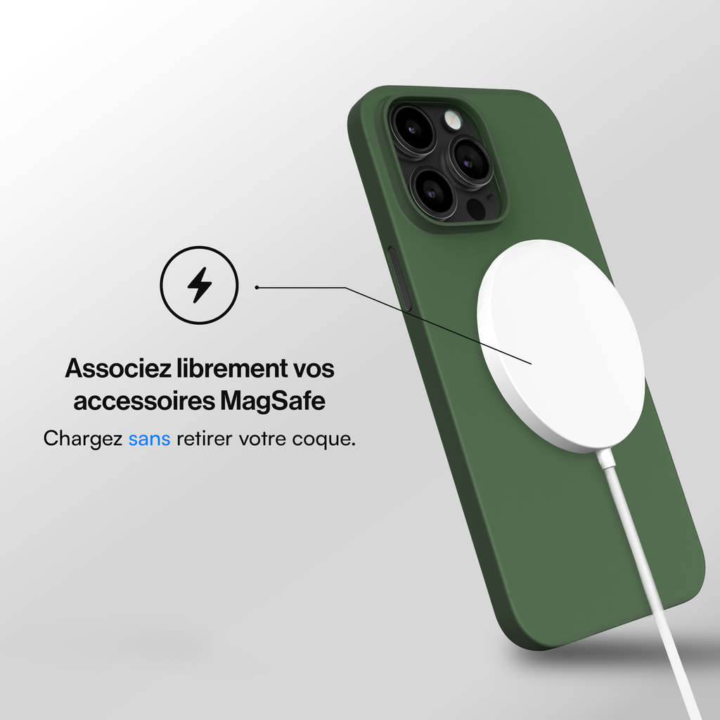 Coque Ultra Fine compatible magsafe pour iPhone 15, 15 Pro, 15 Pro Max, 15 Plus - Vert