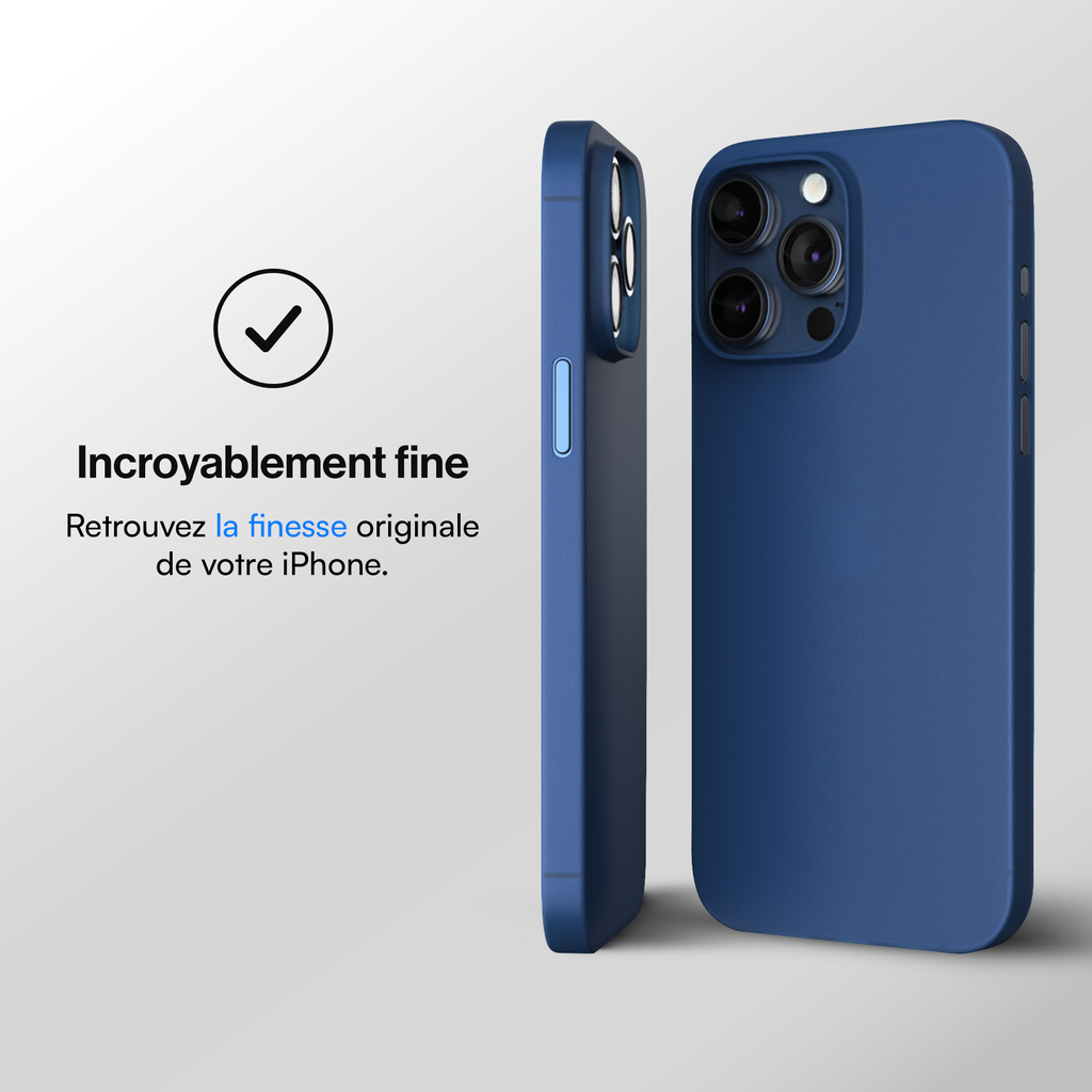 Coque Ultra Fine iPhone 15, 15 Pro, 15 Pro Max, 15 Plus - Coque Slim - Bleu Marine