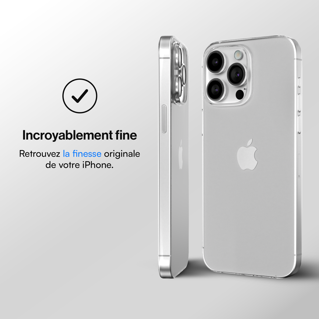 Coque Ultra Fine iPhone 15, 15 Pro, 15 Pro Max, 15 Plus - Coque Slim - Transparente