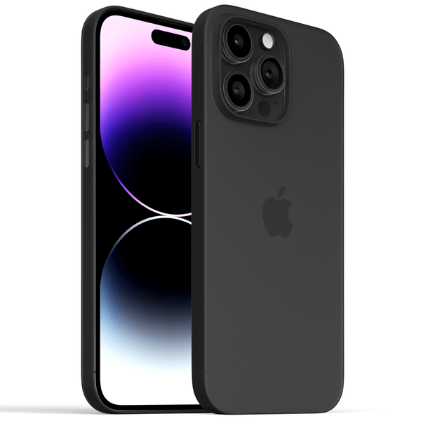 Meilleure Coque Fine iPhone 14, 14 Pro, 14 Pro Max, 14 Plus - Coque Ultra Fine et Résistante - Noir Givré